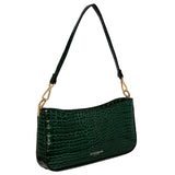 Accessorize London Women's Faux Leather Croc Roxanne Shoulder Bag - Dark Green