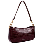 Accessorize London Women's Faux Leather Croc Roxanne Baguette Shoulder Bag - Burgundy