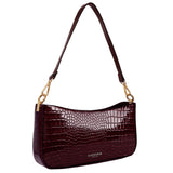 Accessorize London Women's Faux Leather Croc Roxanne Baguette Shoulder Bag - Burgundy