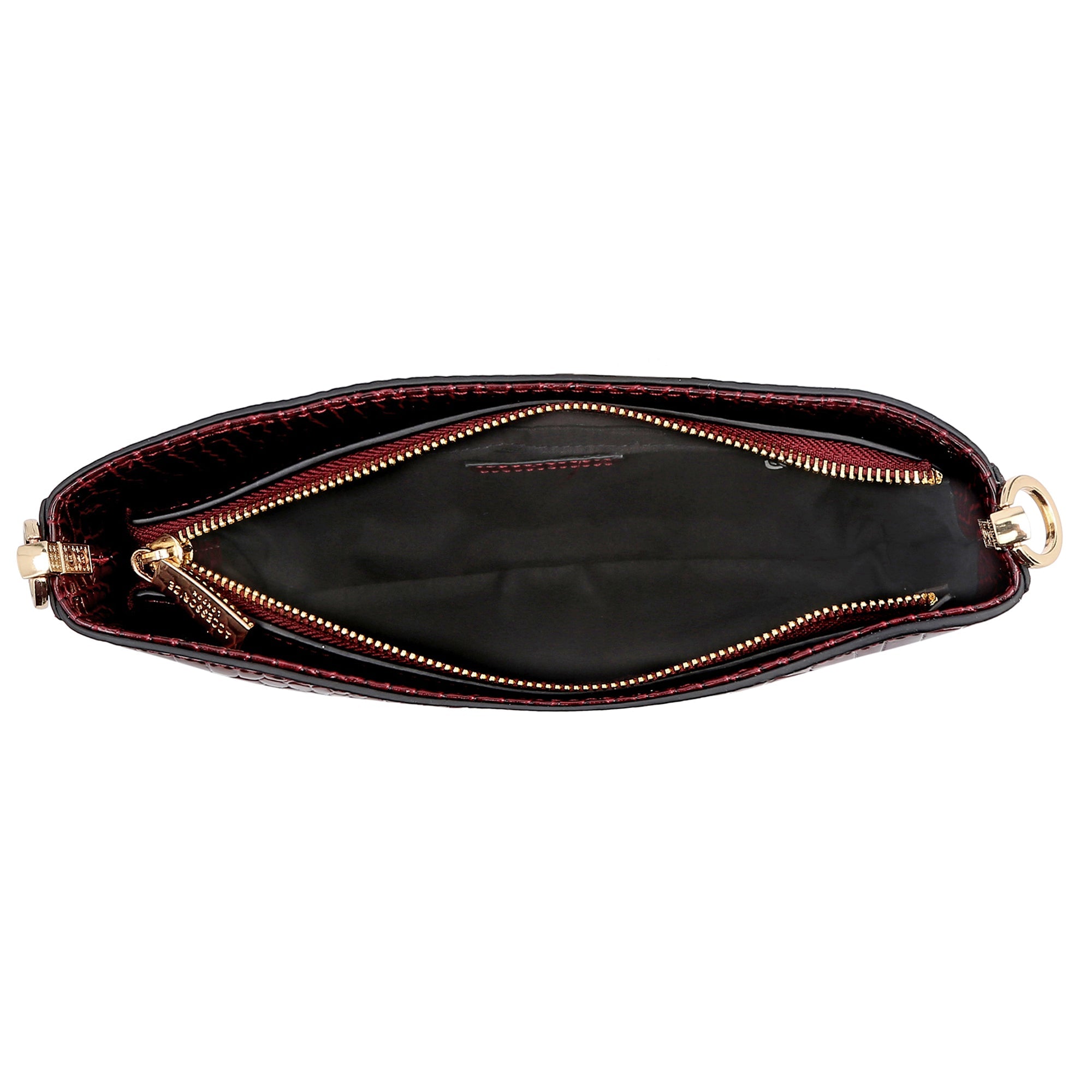 Accessorize London Women's Faux Leather Croc Roxanne Baguette Shoulder Bag - Burgundy