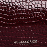 Accessorize London Women's Faux Leather Croc Roxanne Baguette Shoulder Bag - Burgundy
