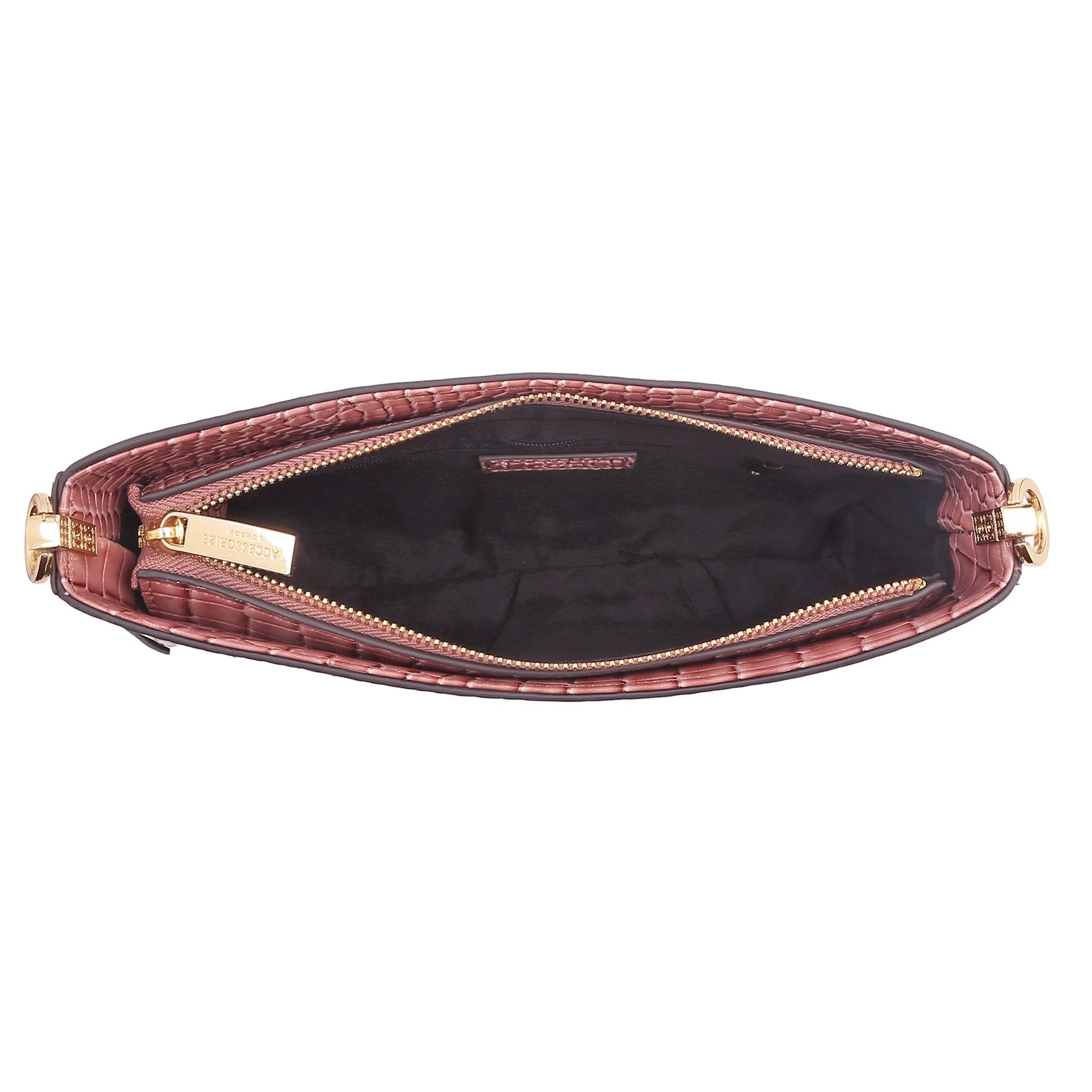 Accessorize London Women's Faux Leather Croc Roxanne Baguette Shoulder Bag - Pink