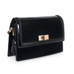 Accessorize London Women's Amelia Patent Black Sling Bag