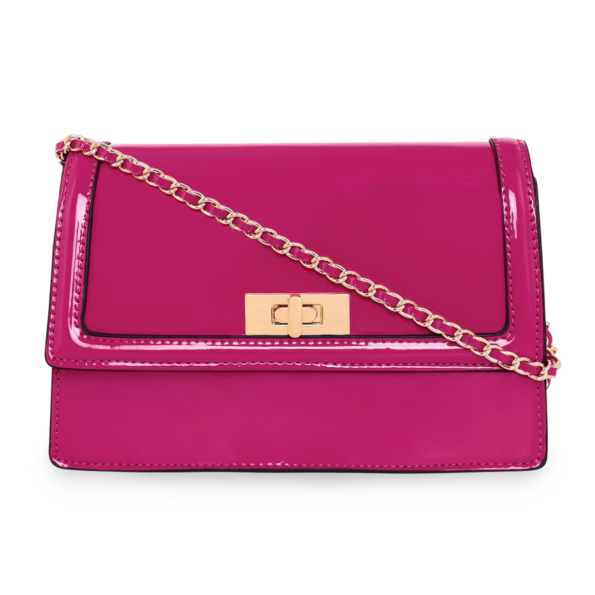 Accessorize London Women's Amelia Patent Pink Sling Bag