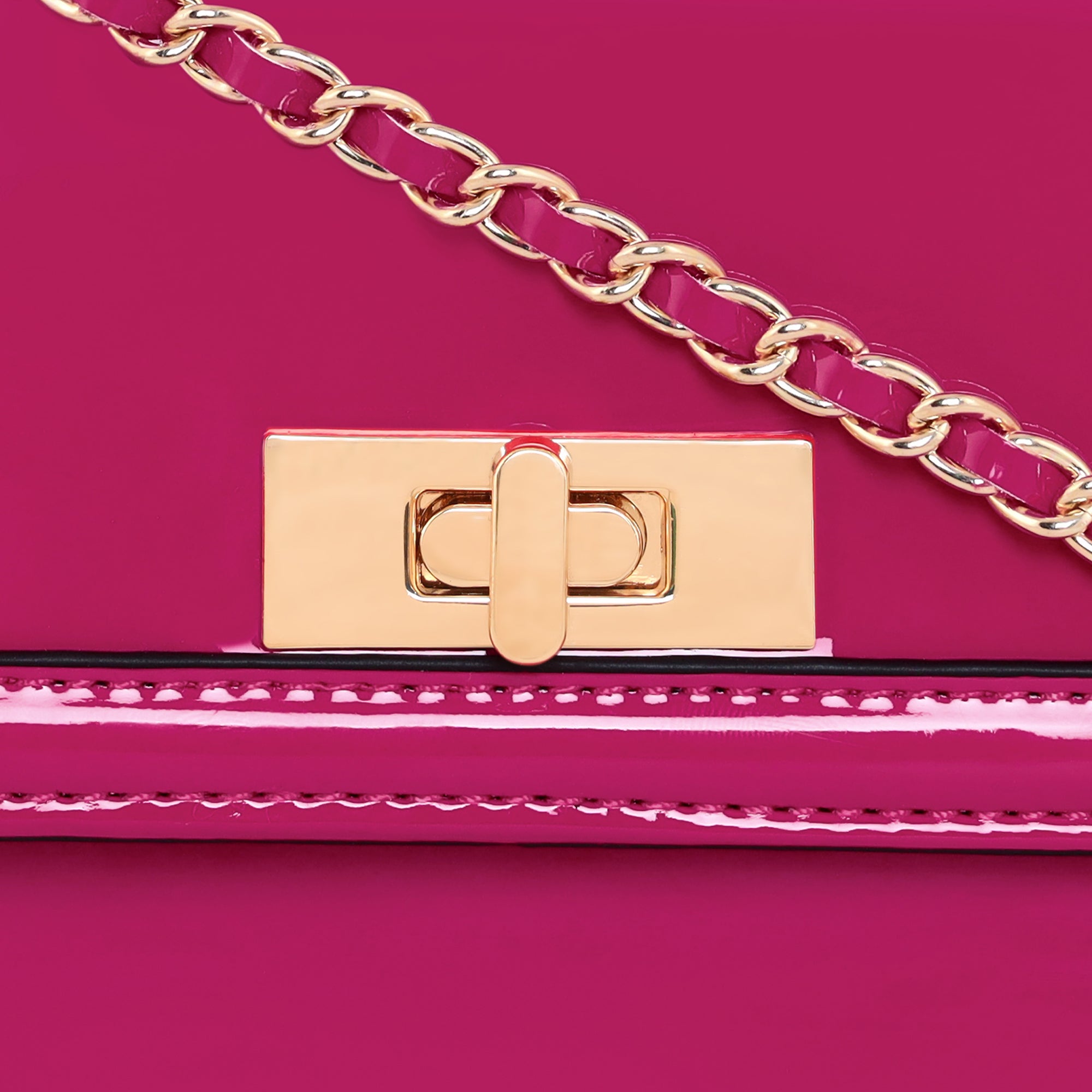 Accessorize London Women's Amelia Patent Pink Sling Bag