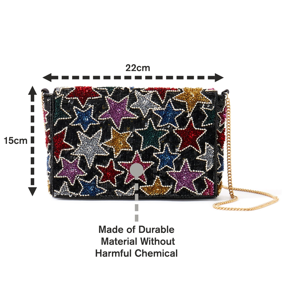Accessorize London Women's Multi Embellished Star Clutch