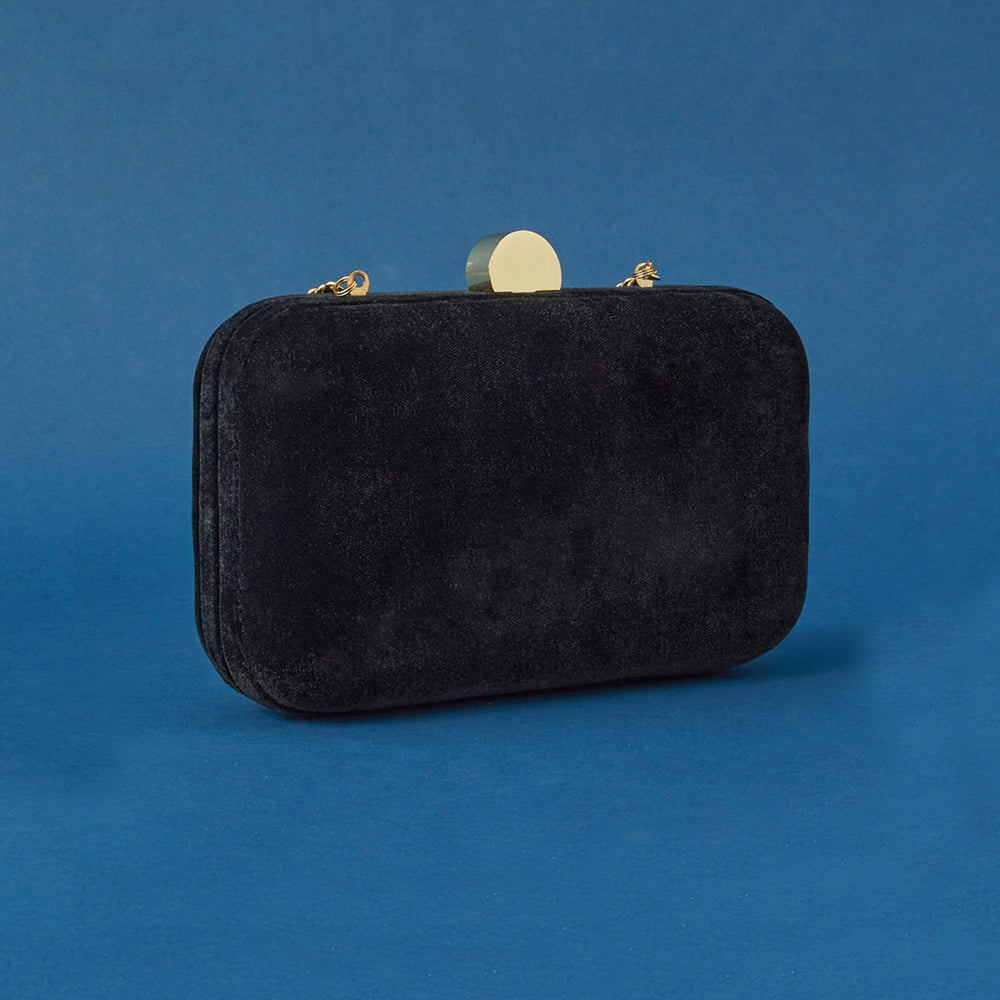 Accessorize London Women's Black Velvet Hardcase Clutch
