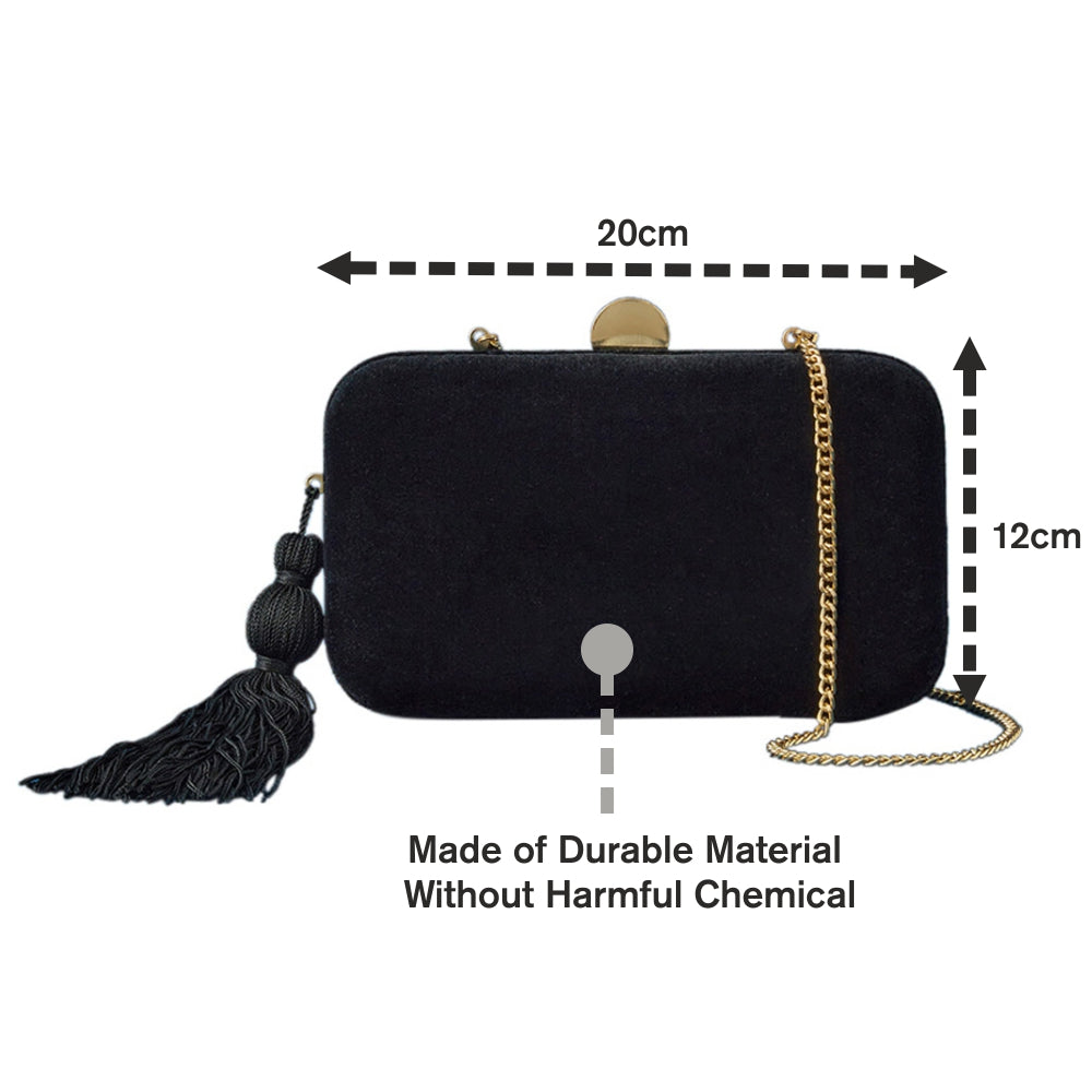 Accessorize London Women's Black Velvet Hardcase Clutch