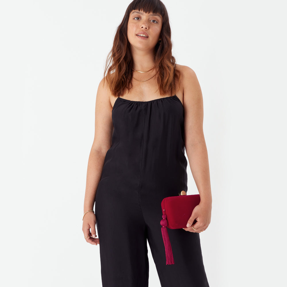Accessorize London Women's Red Velvet Hardcase Clutch