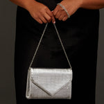 Accessorize London Women's Silver Milly Croc Clutch Bag