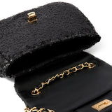 Accessorize London Women's Sequin Mini Chain Sling Bag-Black