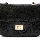 Accessorize London Women's Sequin Mini Chain Sling Bag-Black