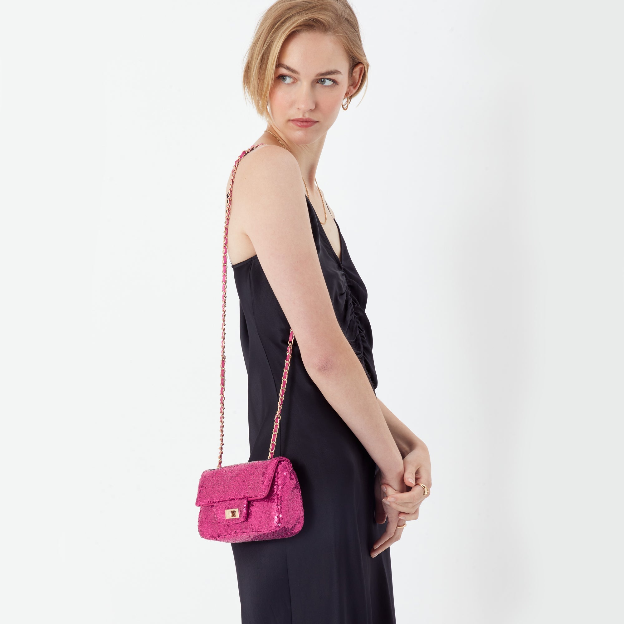 Accessorize London Women'S Sequin Mini Chain Sling Bag-Pink – Accessorize  India