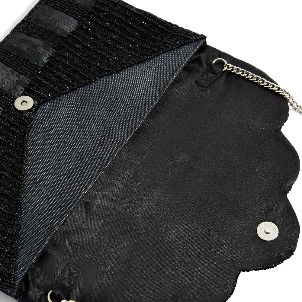 Black beaded outlet clutch bag