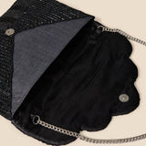 Accessorize London Women's Black Beaded Scallop Clutch