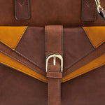 Accessorize London Women's Faux Leather Tan Patchwork Handheld Bag