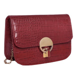 Accessorize London Women's Faux Leather Red Croc Lock Chain Party Bag