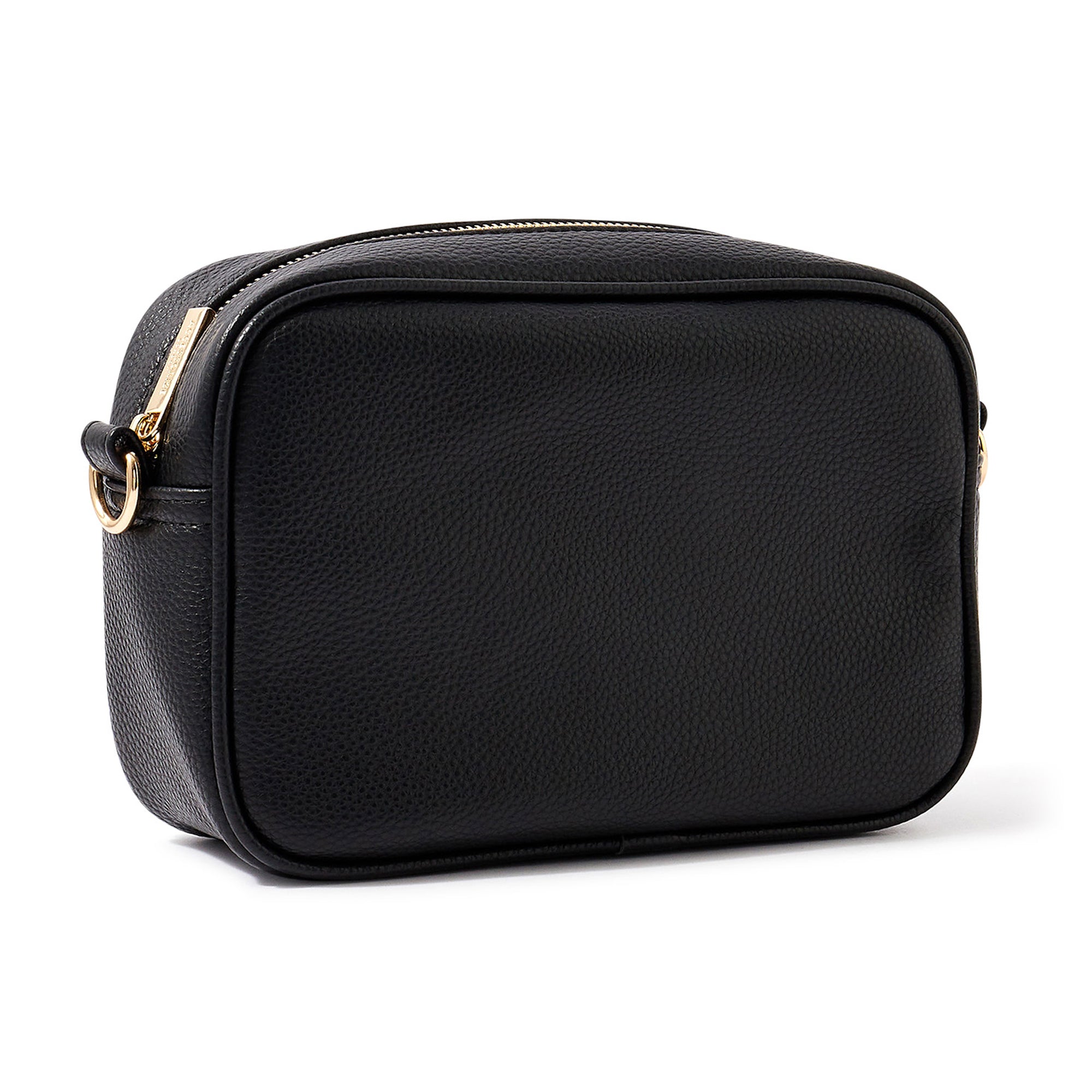Accessorize London Women's Faux Leather Black Webbing Strap Camera Sling Bag