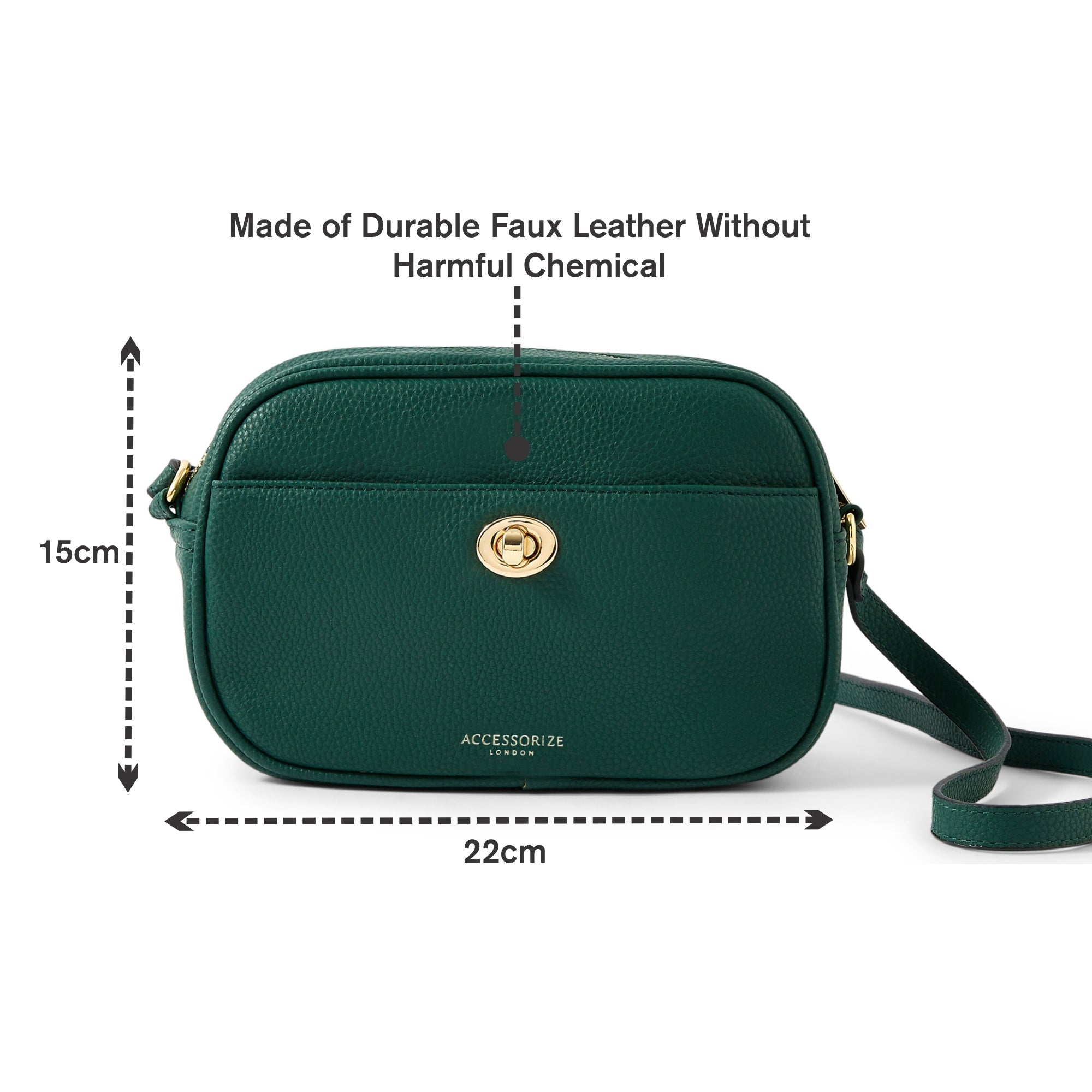 Accessorize London Women's Faux Leather Green Cara Crossbody Sling Bag