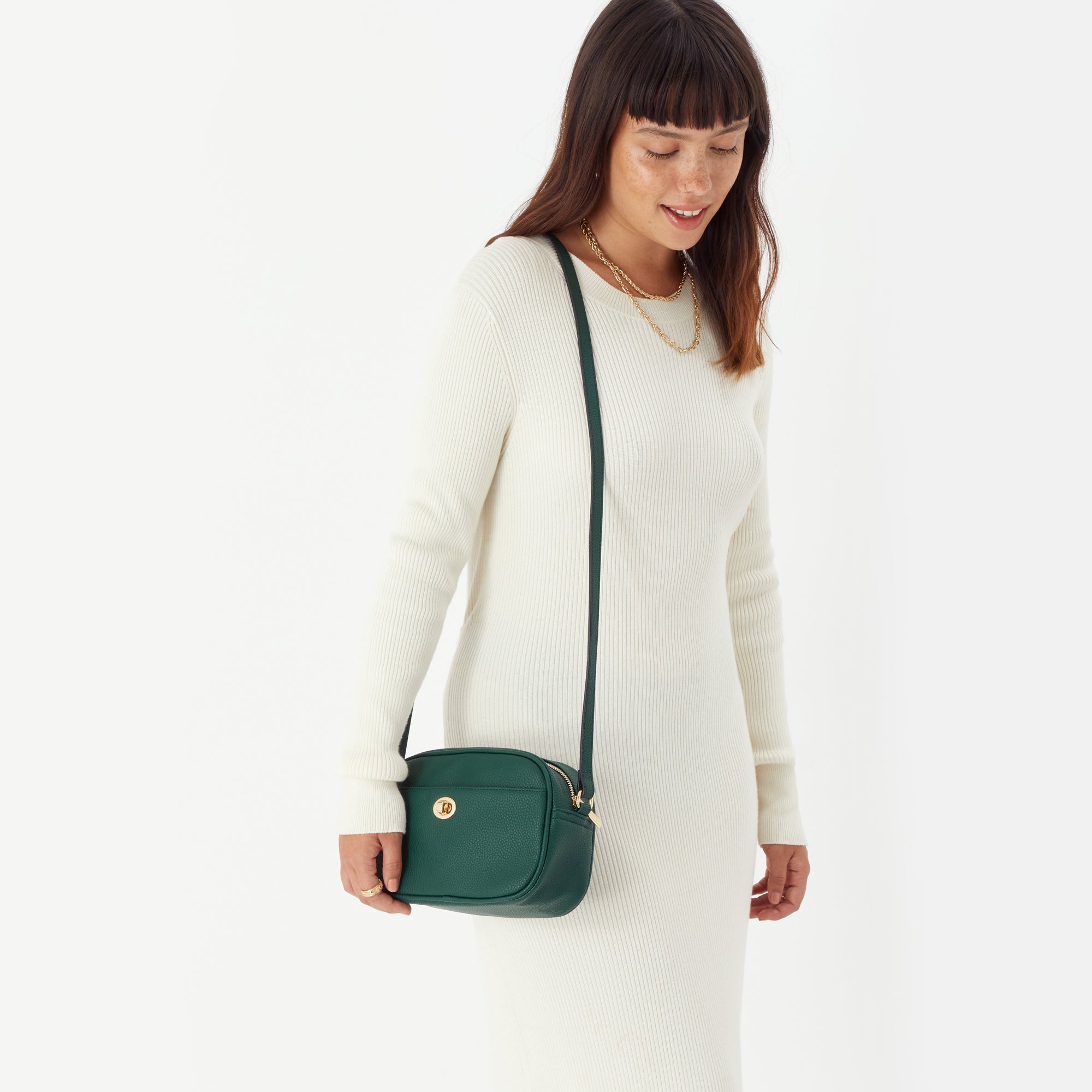 Accessorize London Women's Faux Leather Green Cara Crossbody Sling Bag