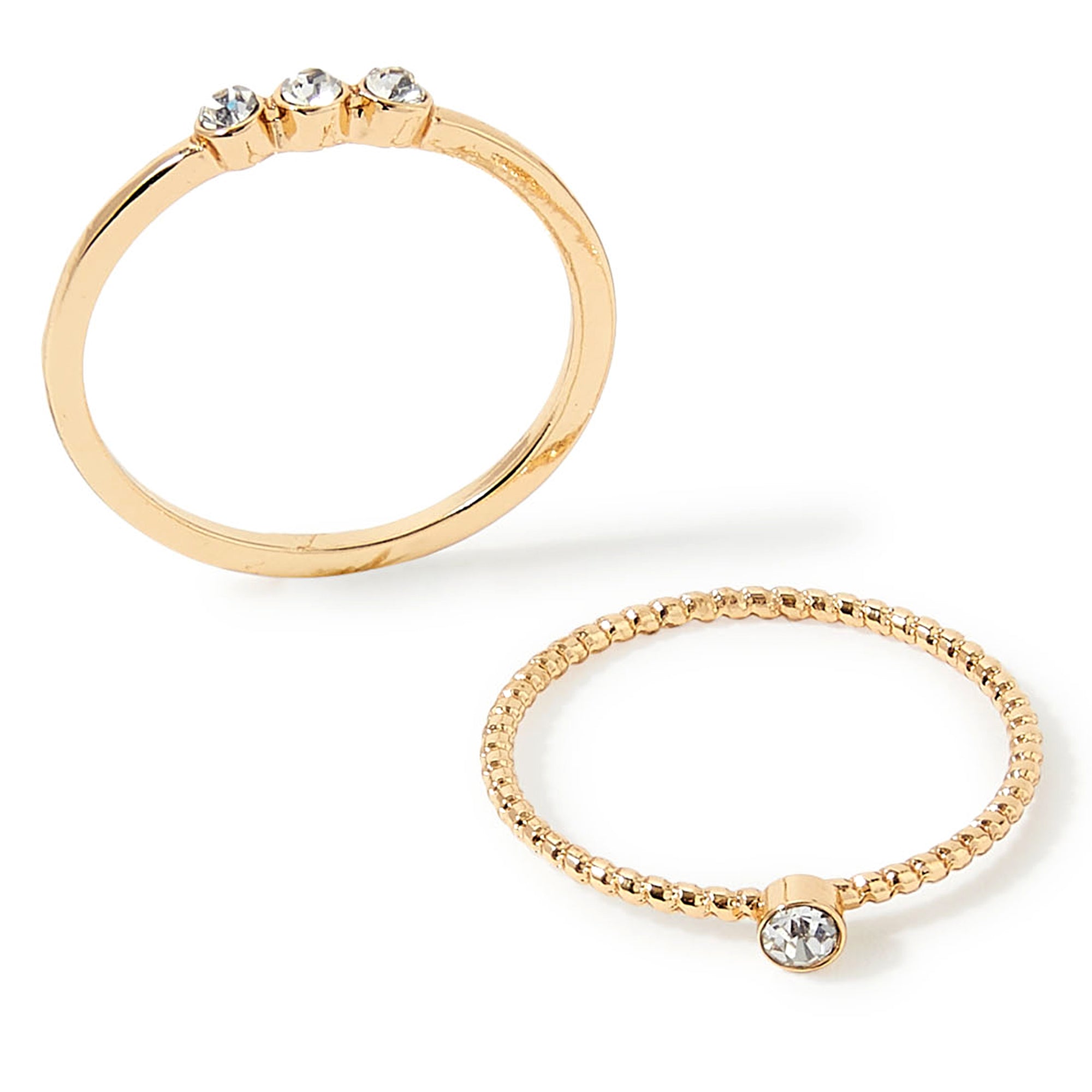Accessorize London Women'S Crystal Set Of 2 Twisted Crystal Ring Pack- Medium