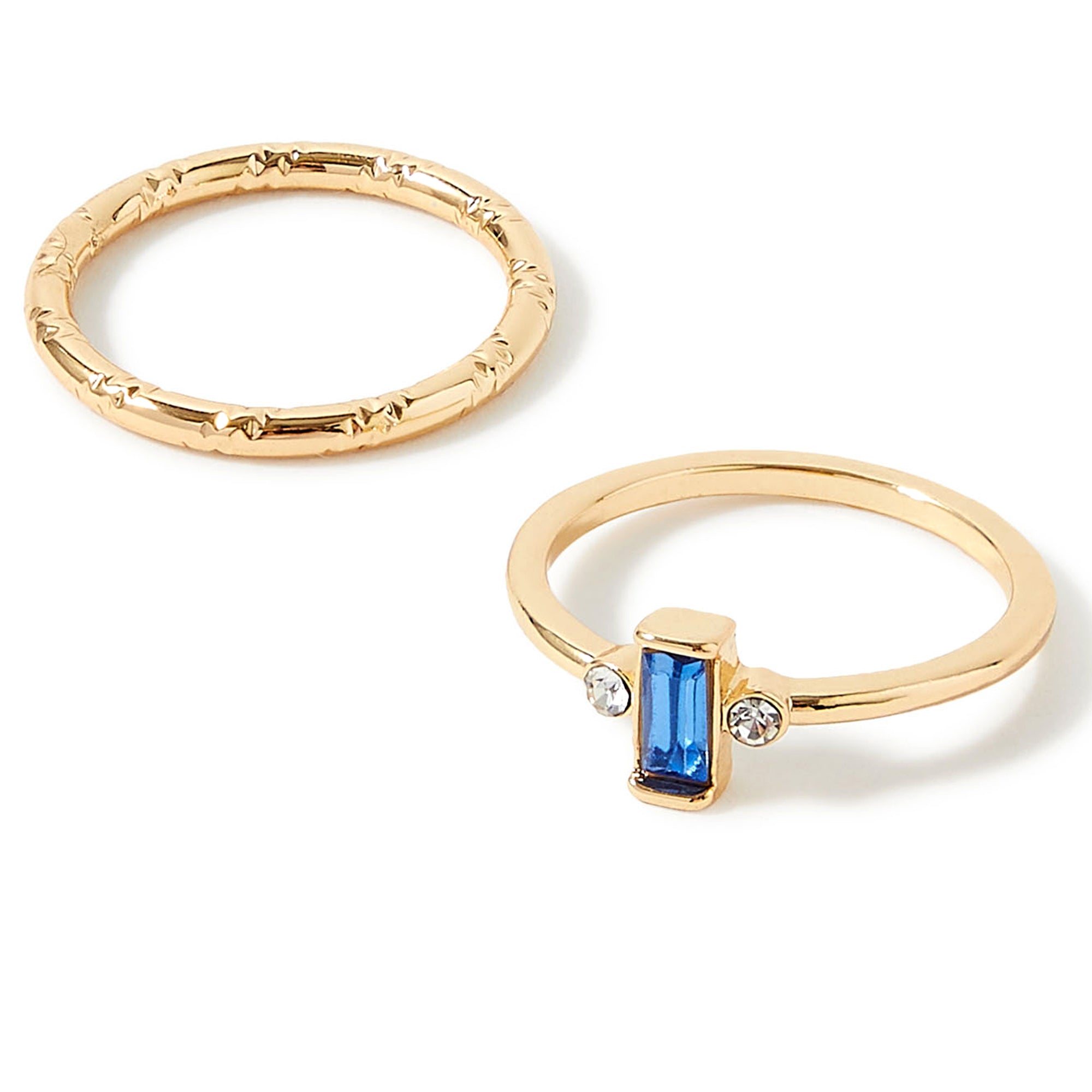 Accessorize London Women'S Set Of 2 Blue Baguette Ring Pack- Small