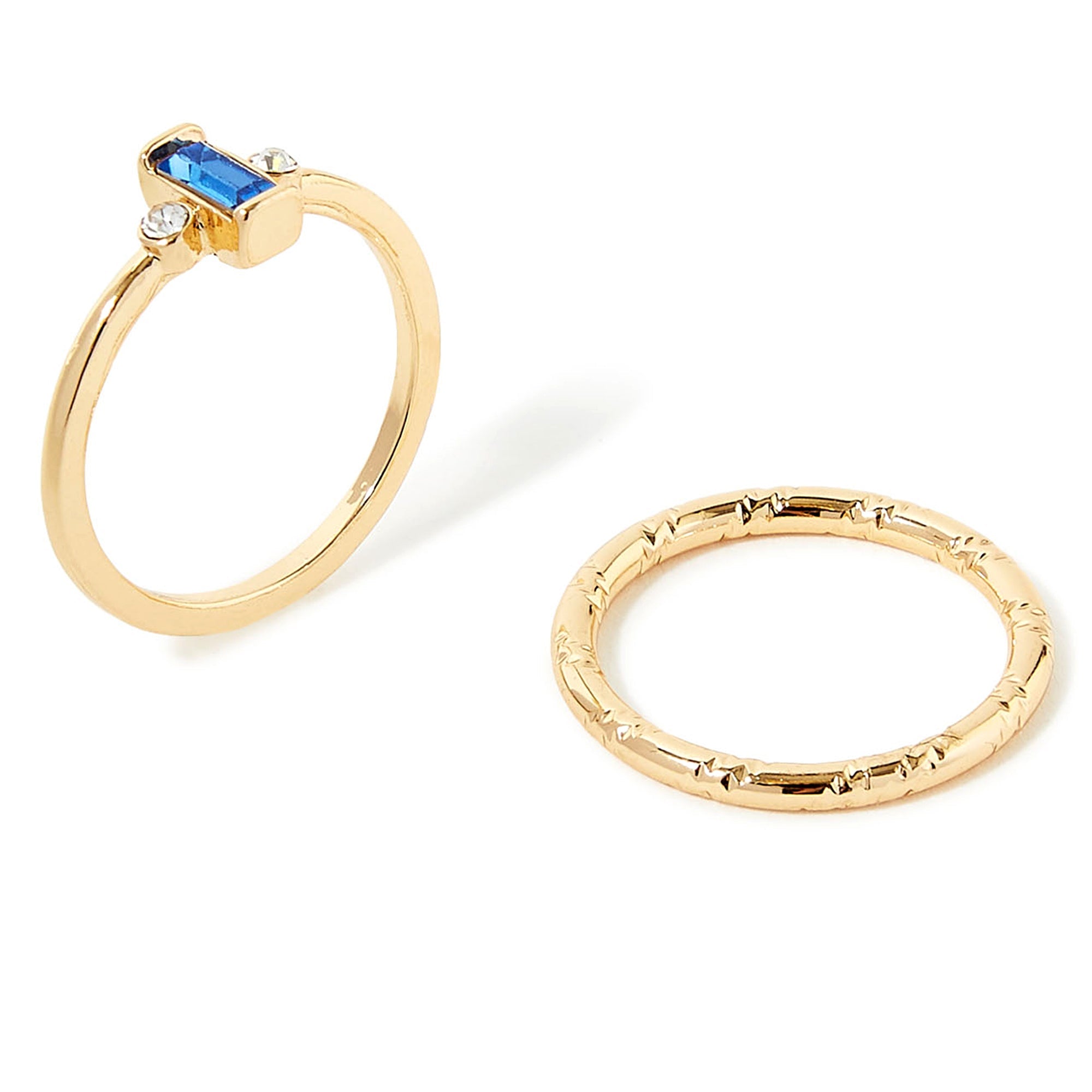 Accessorize London Women'S Set Of 2 Blue Baguette Ring Pack- Small
