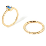 Accessorize London Women'S Set Of 2 Blue Baguette Ring Pack- Large