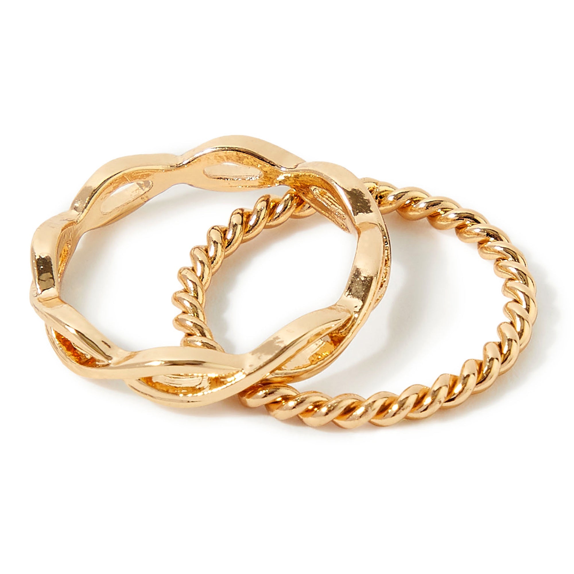 Accessorize London Women'S Gold Set Of 2 Textured Skinny Ring Pack- Small