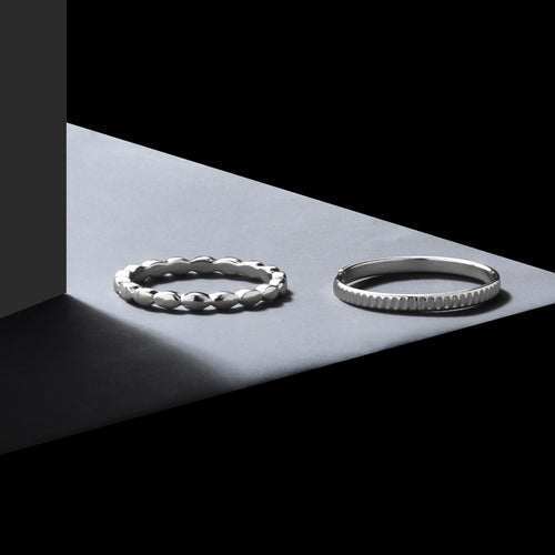 Accessorize London Women'S Silver Set Of 2 Textured Skinny Ring Pack- Small