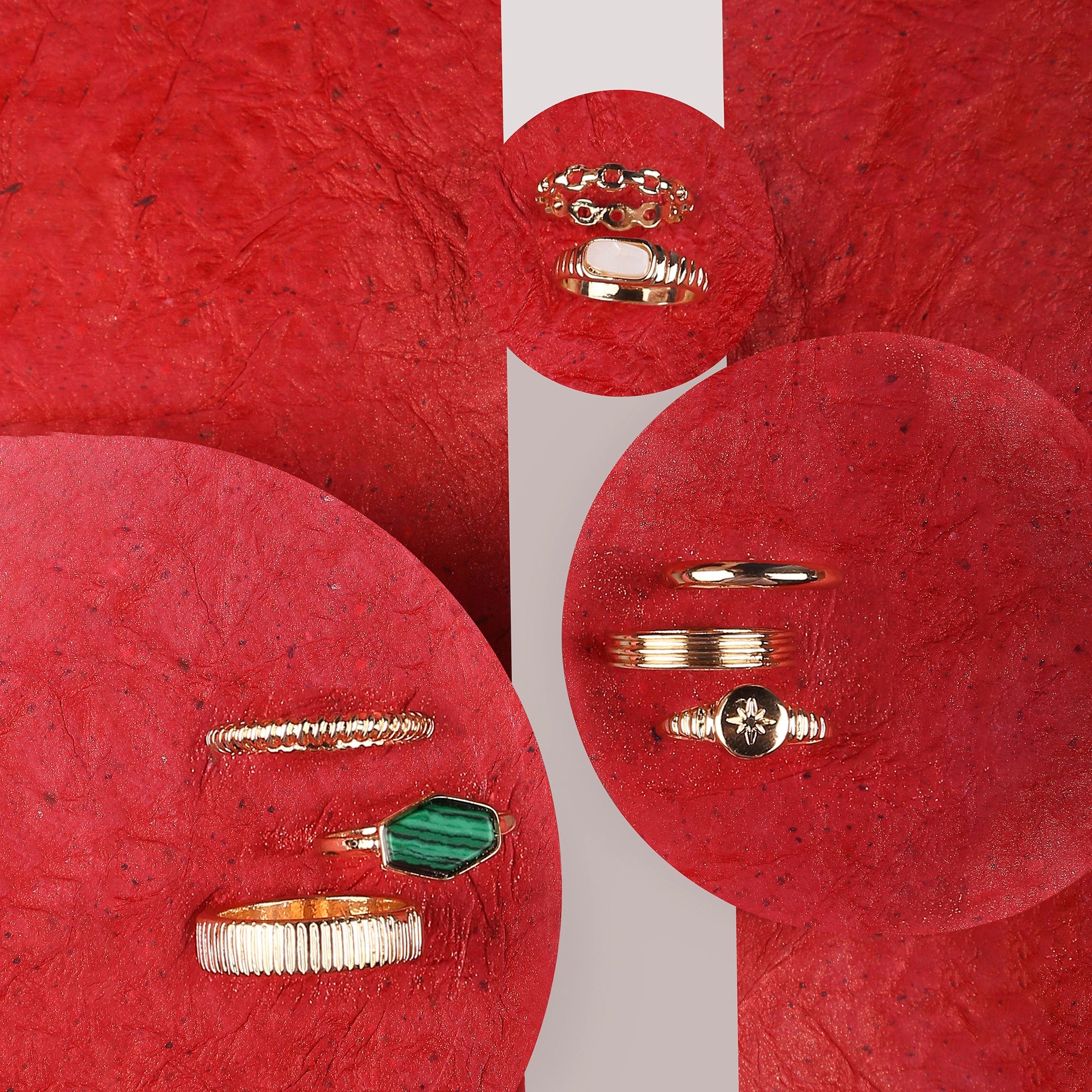 Accessorize London Women's Green Super Classics Set of 8 Mixed Ring Pack-Medium