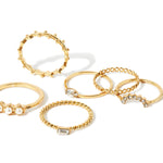 Accessorize London Women's crystal Super Classics Set of 6 Crystal Pearl Ring pack-Small