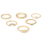 Accessorize London Women's crystal Super Classics Set of 6 Crystal Pearl Ring pack-Large