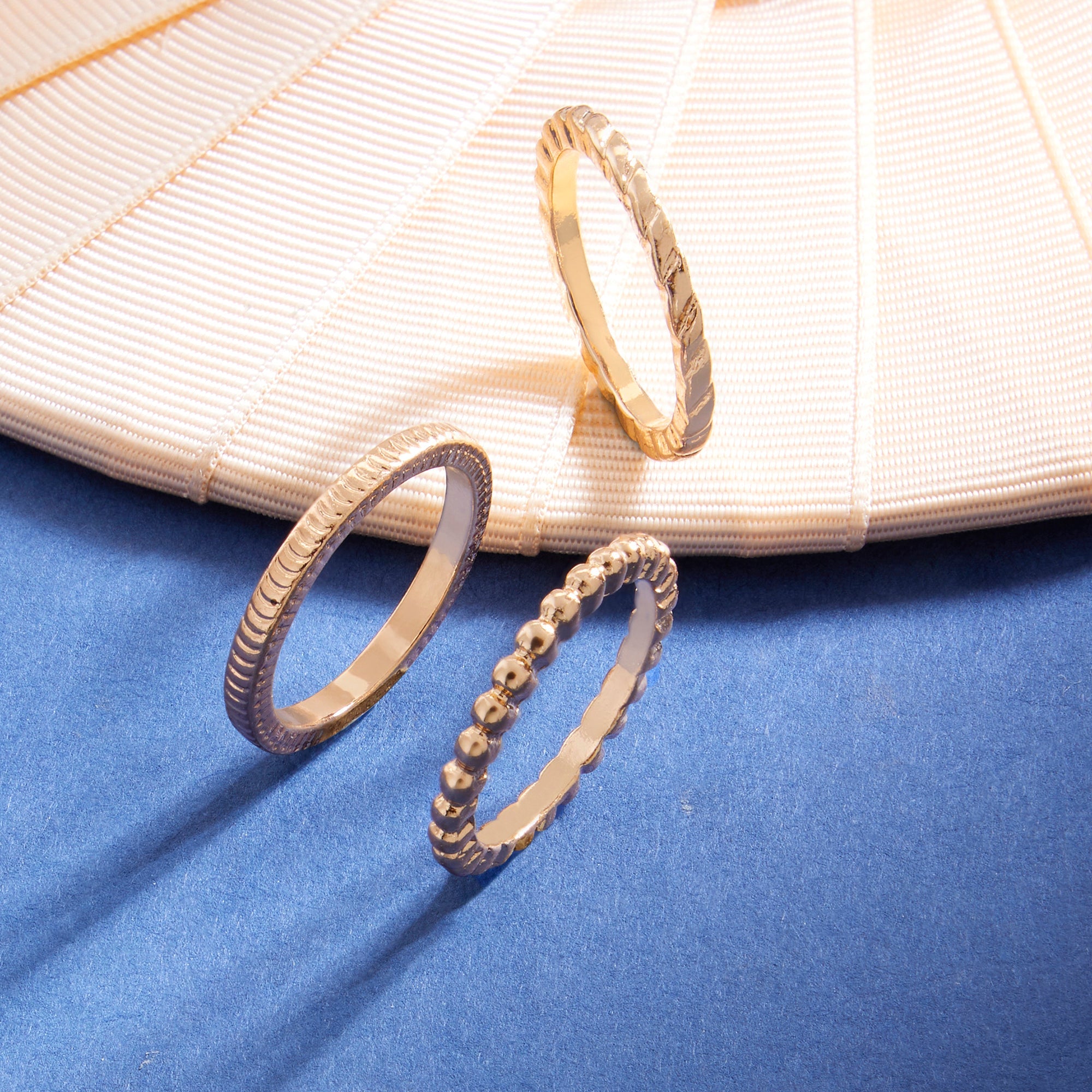 Accessorize London Women's gold Super Classics Set of 3 Twist Band Ring Pack Large