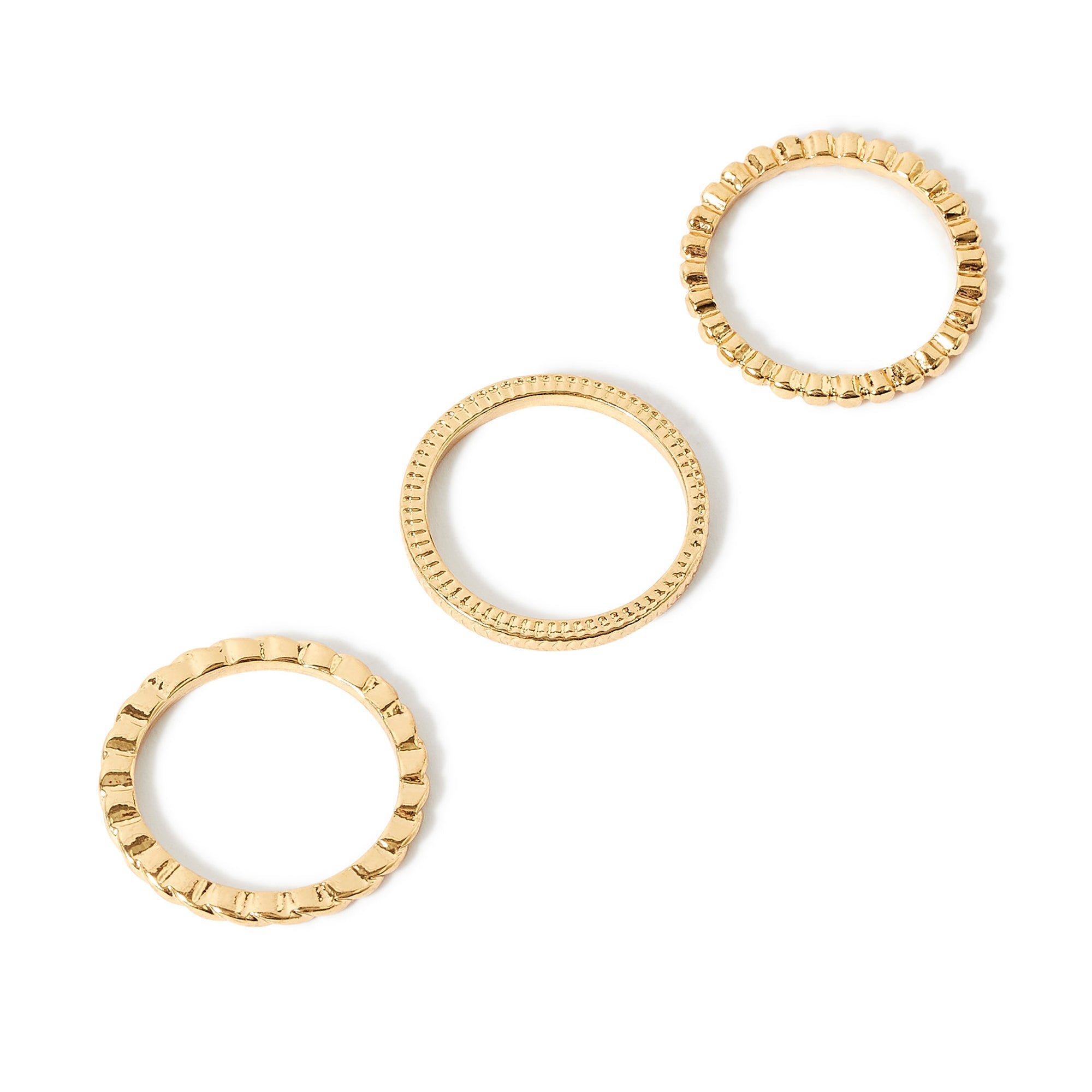 Accessorize London Women's gold Super Classics Set of 3 Twist Band Ring Pack Large