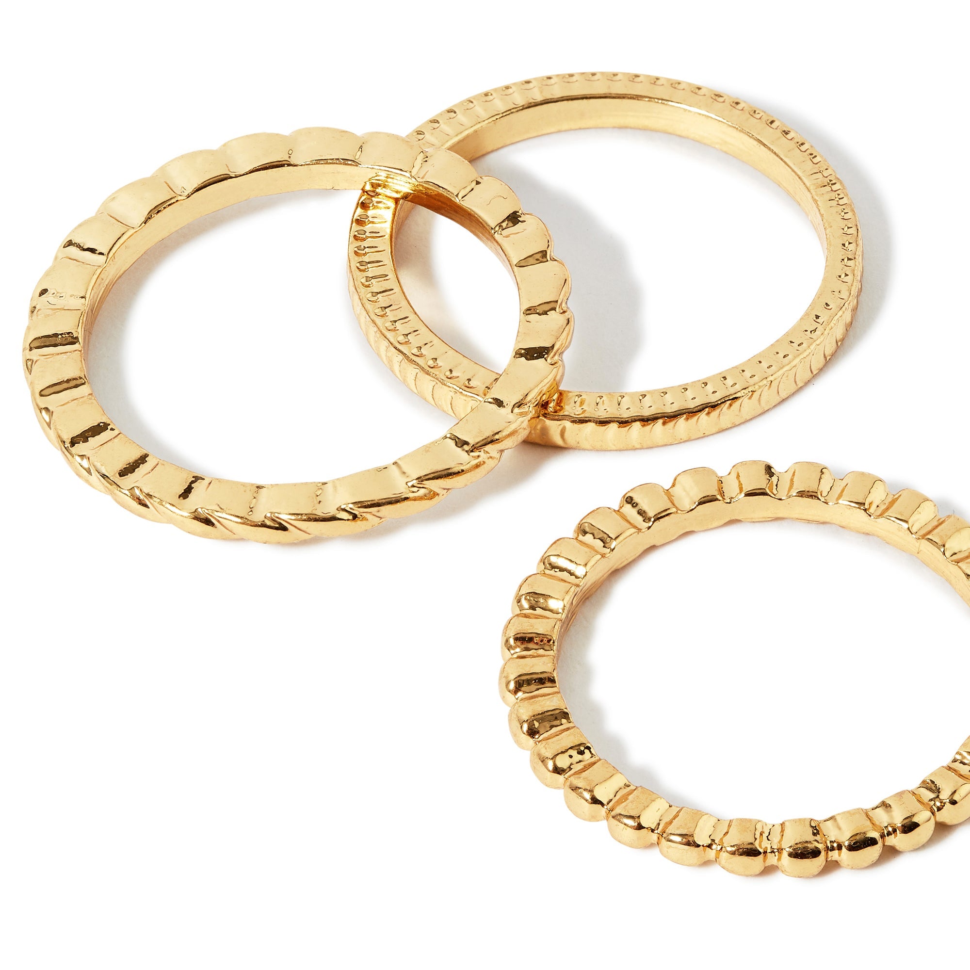 Accessorize London Women's gold Super Classics Set of 3 Twist Band Ring Pack Large