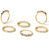 Accessorize London Women's Willoe 6 set of Gems & Pearls Rings-Small