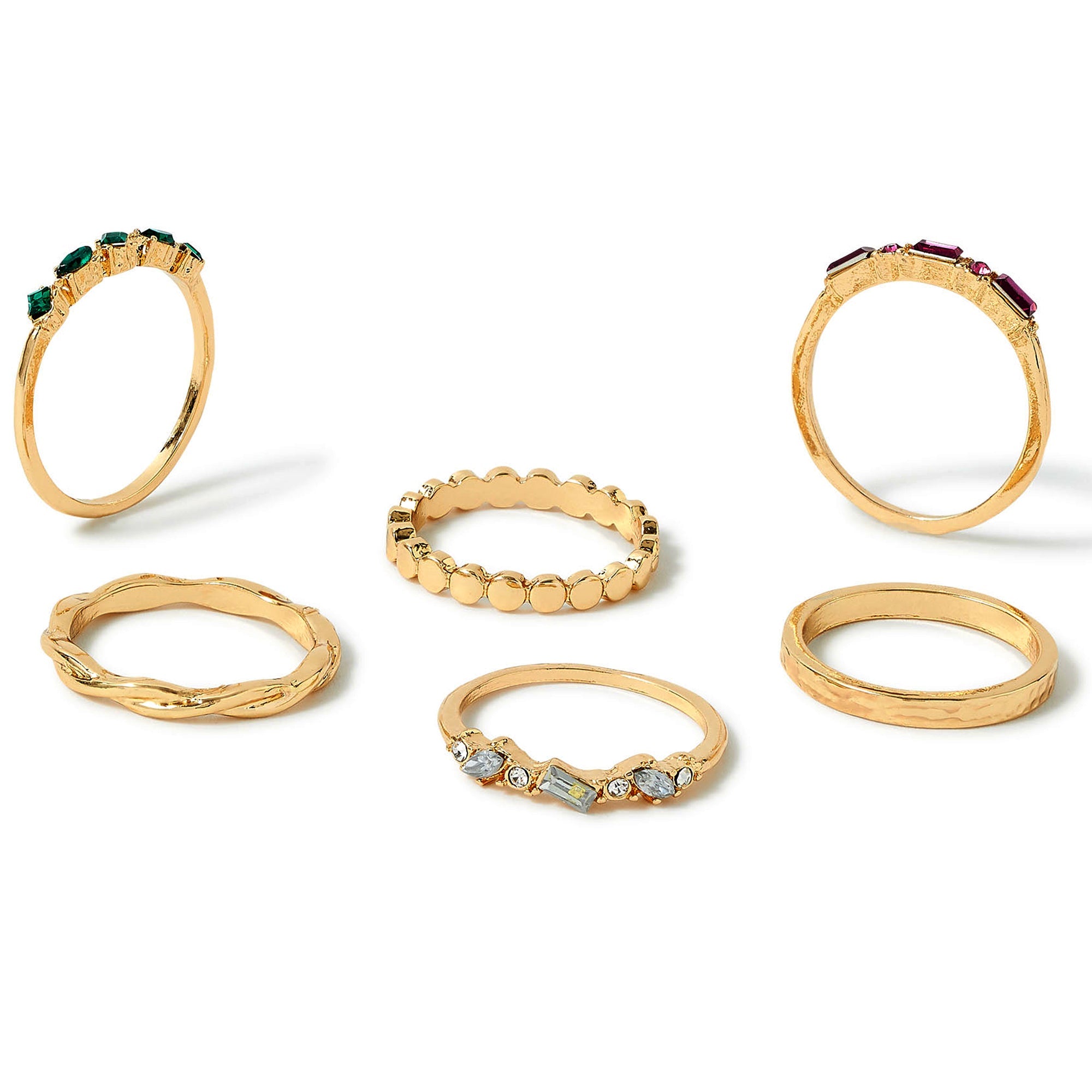Accessorize London Women's Willoe 6 set of Gems & Pearls Rings-Small