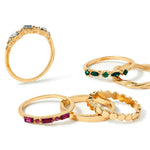 Accessorize London Women's Willoe 6 set of Gems & Pearls Rings-Medium
