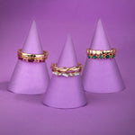 Accessorize London Women's Willoe 6 set of Gems & Pearls Rings-Medium