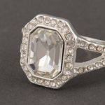Accessorize London Women's Silver Statement Crystal Ring