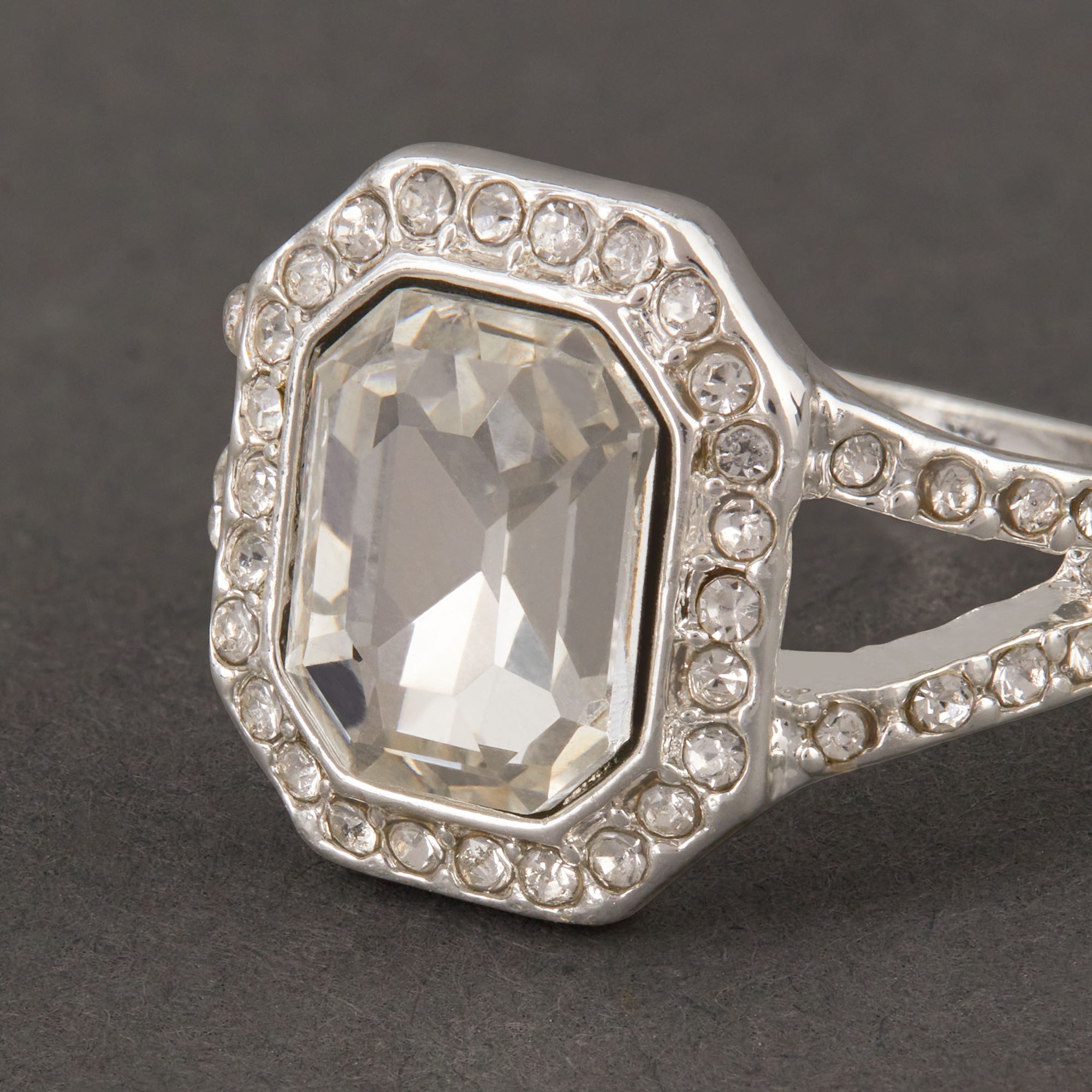 Accessorize London Women's Silver Statement Crystal Ring-Medium