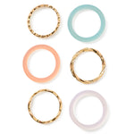 90S Flashback Pack of 6 Skinny Resin Rings-Medium