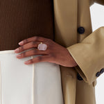 Accessorize London Women's Pink Celestial Raw Cut Stone Statement Ring