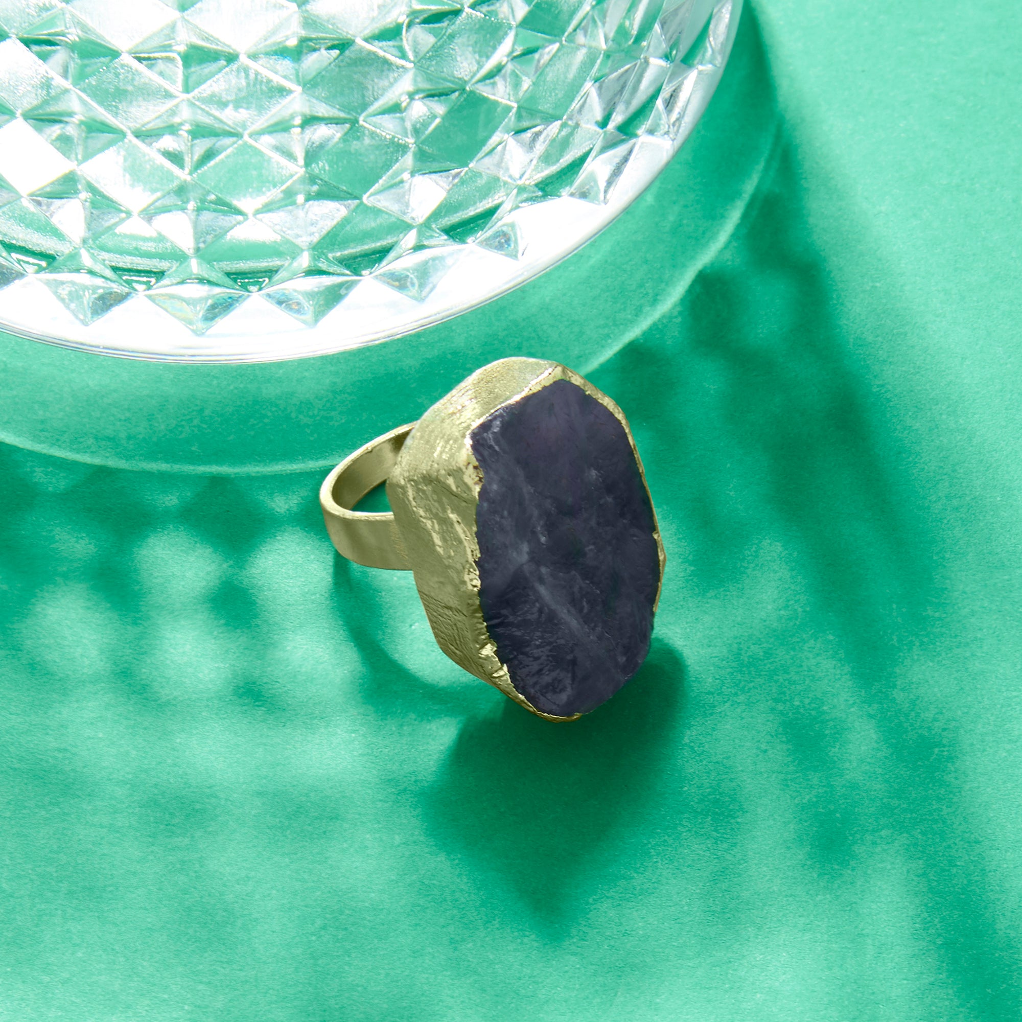 Accessorize London Women's purple Celestial Raw Cut Stone Statement Ring-Medium