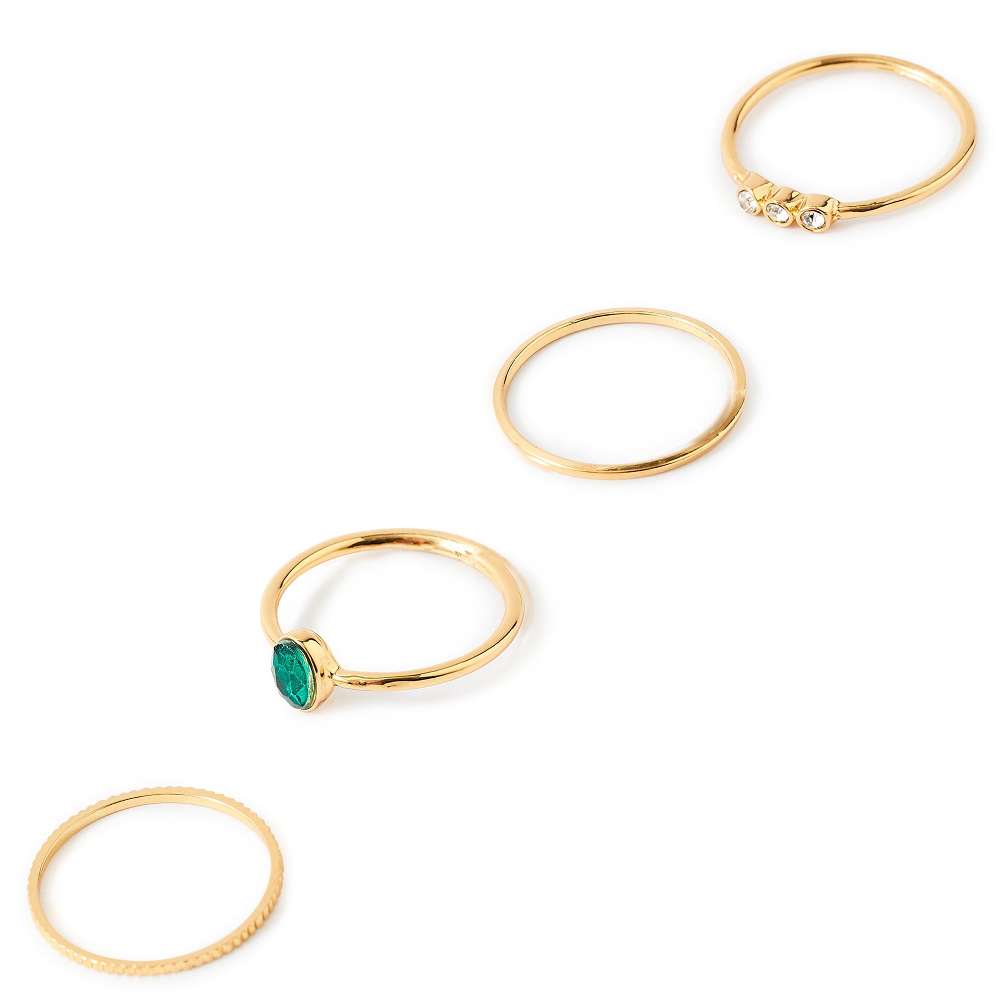 Accessorize London Women's green Willow Set of 4 Oval Gem Rings Large