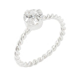 925 Pure Sterling Silver Round Cut Cubic Zirconia Twist Ring White-Small