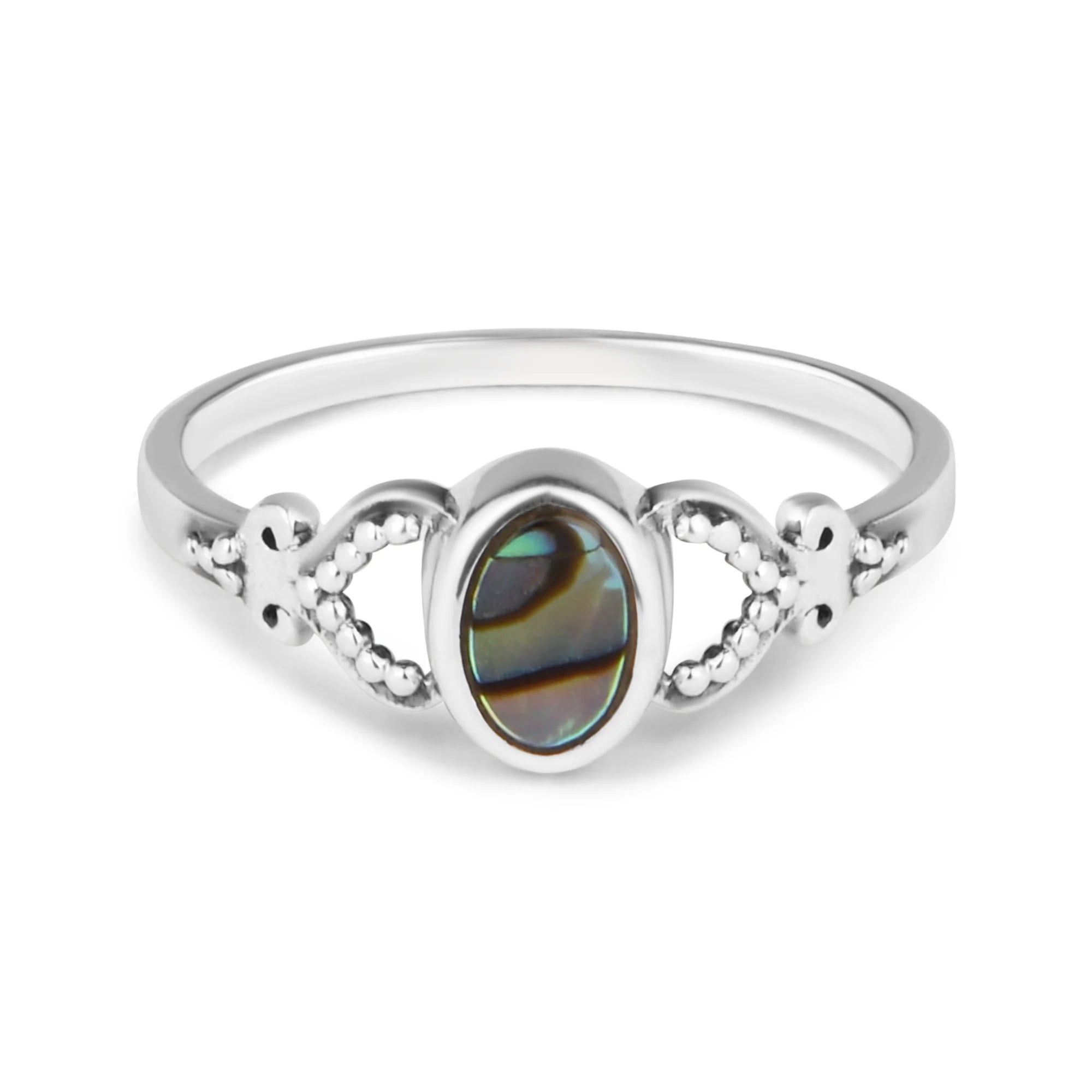 925 Pure Sterling Silver Abalone Oxidised Ring Silver For Women-Medium