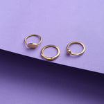 Real Gold Plated Set of 3 Signet Stacking Rings For Women By Accessorize London Small