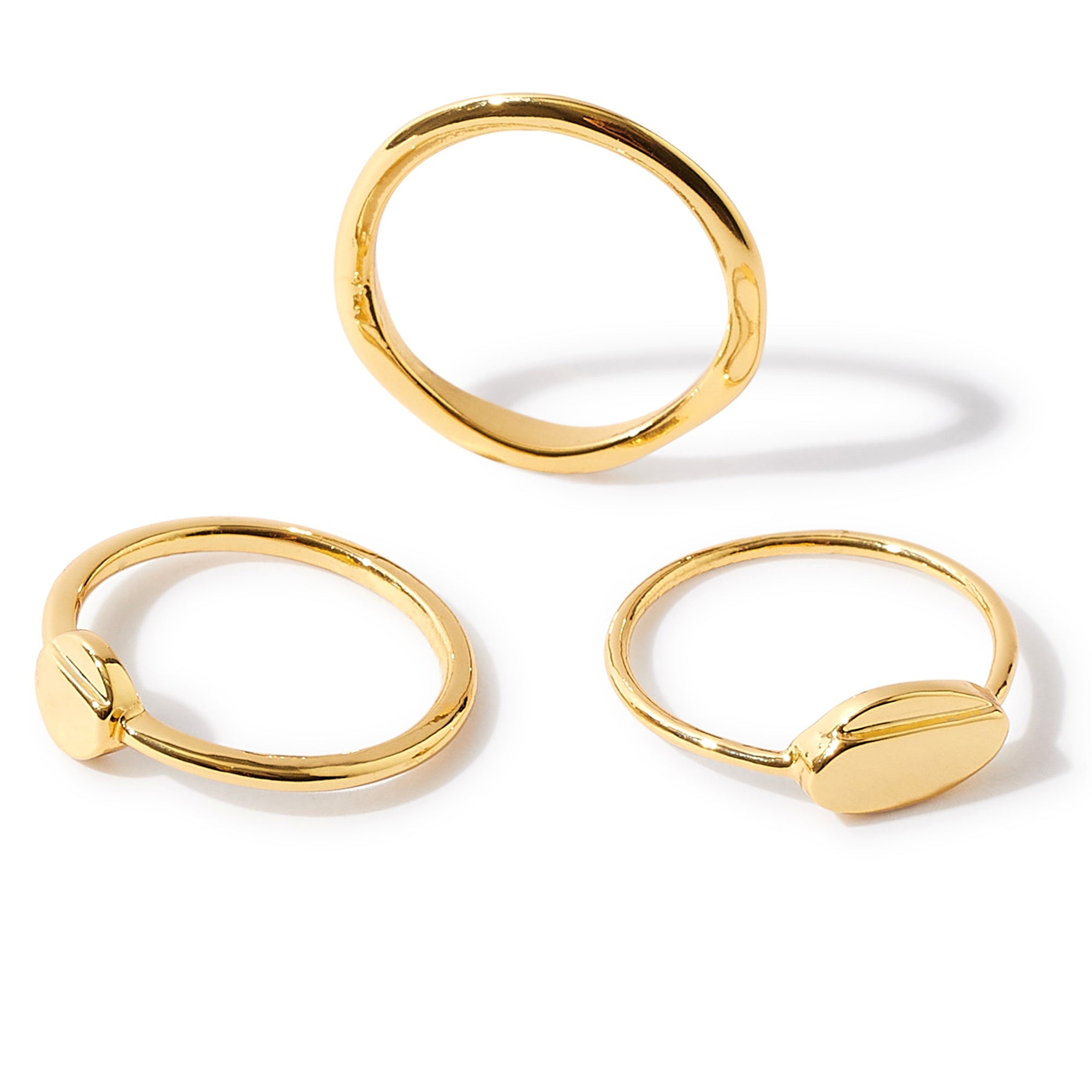 Real Gold Plated Set of 3 Signet Stacking Rings For Women By Accessorize London Small